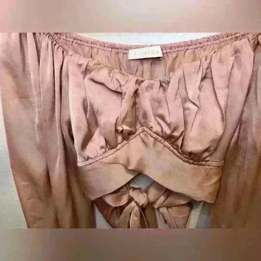 O.Vianca Women’s‎ Long Sleeves Ruched Wrap Cropped Top Size M - Picture 3 of 5